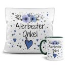 Geschenk-Set aus Tasse und Kissen mit Blumenmotiv -...