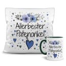 Geschenk-Set aus Tasse und Kissen mit Blumenmotiv -...