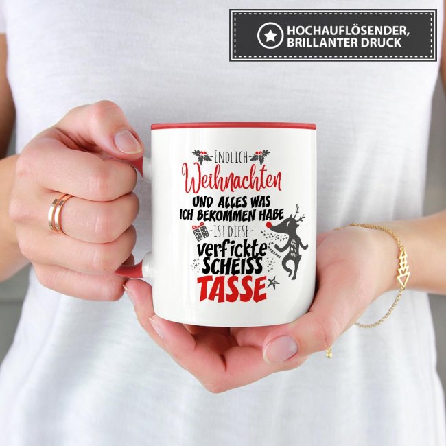 Tassen mit lustigem Spruch zu Weihnachten - Schei&szlig; Tasse -