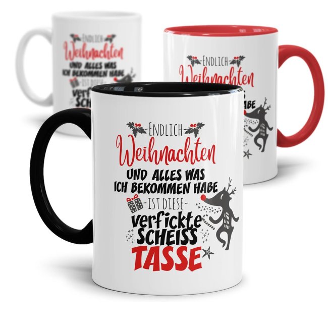 Tassen mit lustigem Spruch zu Weihnachten - Schei&szlig; Tasse -