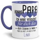 Tasse von WUNSCHNAME - F&uuml;r Bonus-Papa von einem Kind...