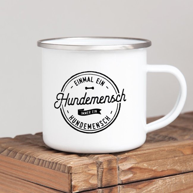 Emaille Tasse &quot;Einmal Hundemensch&quot;