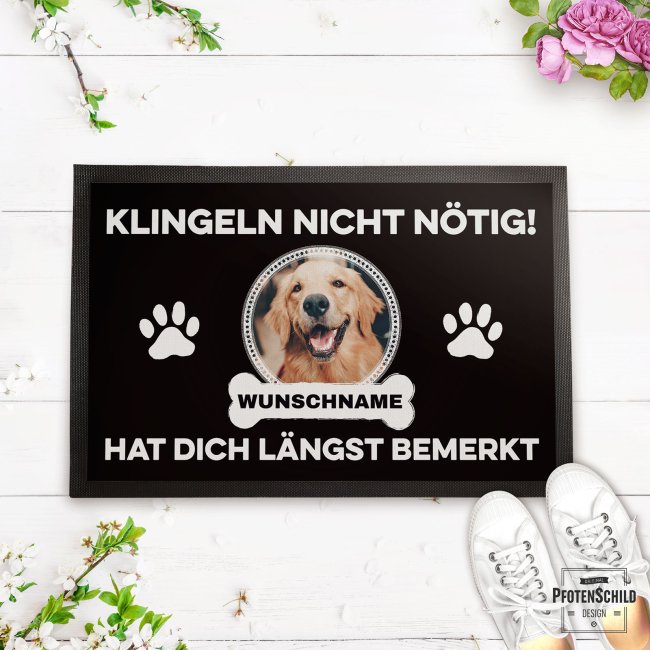 Fu&szlig;matte mit Spruch - Klingeln nicht n&ouml;tig - mit Foto und Name