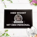 Fu&szlig;matte mit Spruch - Hier wohnen - mit Foto und Text