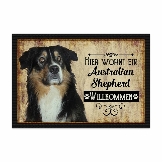 Fu&szlig;matte mit Hundemotiv - Hunderasse Australian Shepherd - 75 x 50 cm