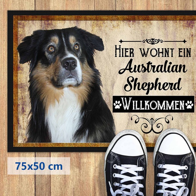 Fu&szlig;matte mit Hundemotiv - Hunderasse Australian Shepherd - 75 x 50 cm