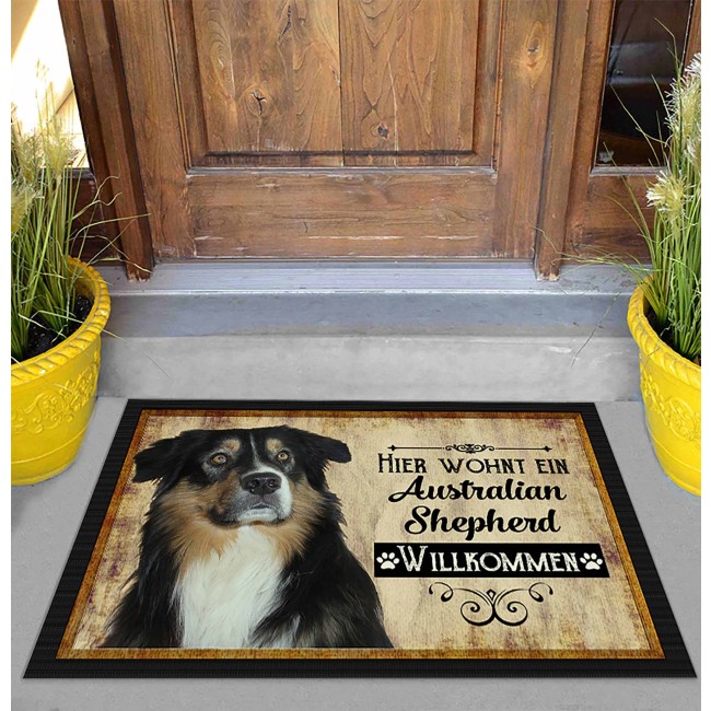 Fu&szlig;matte mit Hundemotiv - Hunderasse Australian Shepherd - 75 x 50 cm