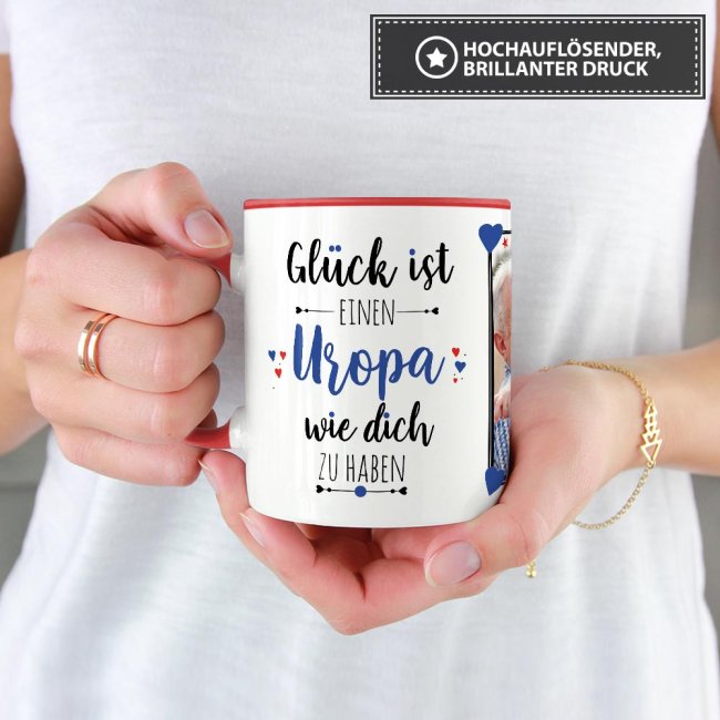 Tasse - Gl&uuml;ck ist, einen Uropa wie Dich zu haben - mit zwei Fotos - Wei&szlig;