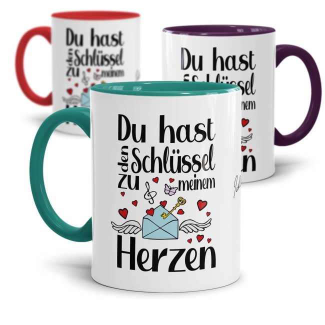 Tassen mit Spruch - Schl&uuml;ssel zu meinem Herzen -