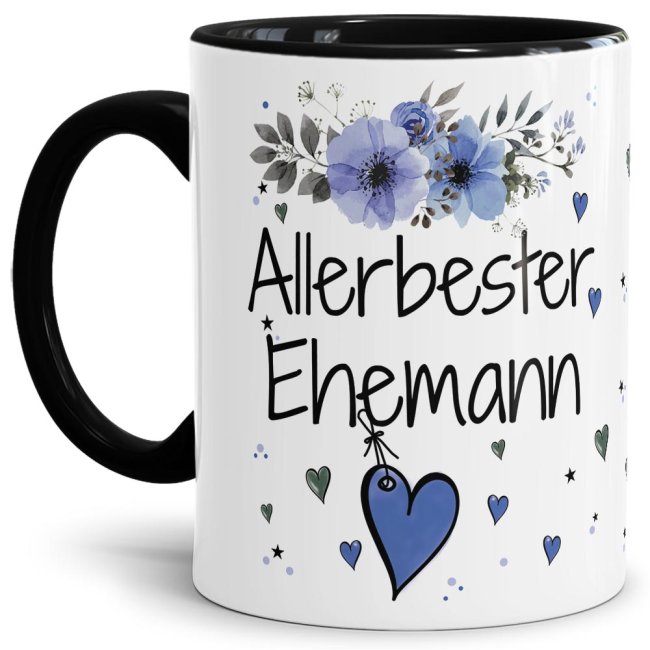 Tasse mit Spruch - Allerbester Ehemann - Innen &amp; Henkel Schwarz