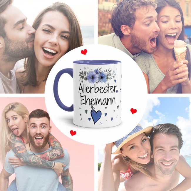 Tasse mit Spruch - Allerbester Ehemann - Innen &amp; Henkel Cambridge Blau