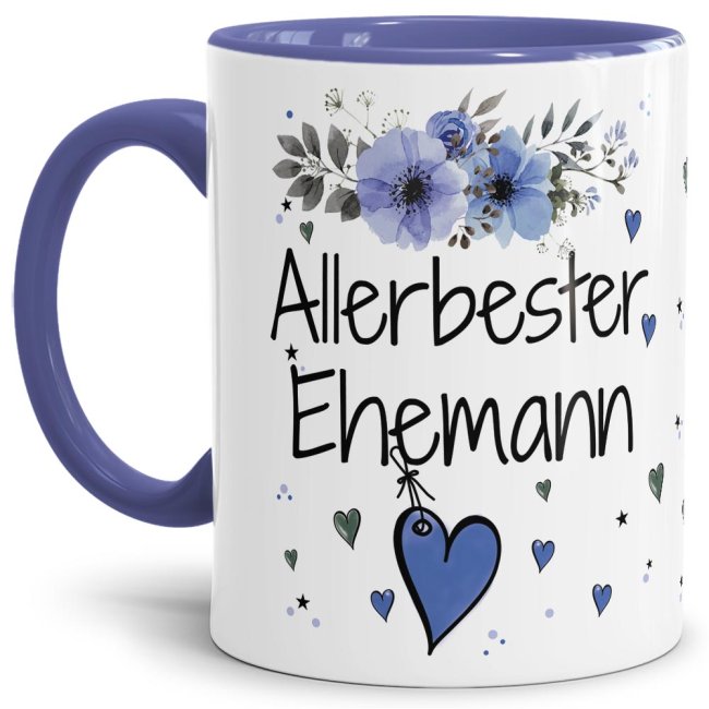 Tasse mit Spruch - Allerbester Ehemann - Innen &amp; Henkel Cambridge Blau