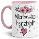 Tasse mit Spruch - Allerbestes Herzblatt weiblich - Innen...