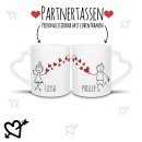 2er Set Partner-Tassen Strichm&auml;nnchen mit Wunschnamen