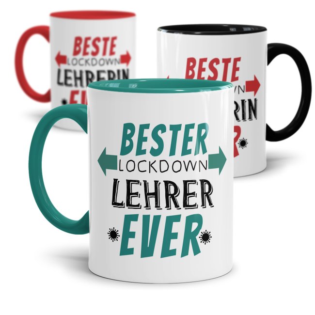 Tassen f&uuml;r Lehrer - Beste Lockdown-Lehrerin / Bester Lockdown-Lehrer ever